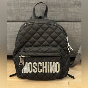 Moschino Quilted Mini Backpack (Silver)
